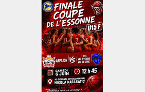 Finale coupe de l'Essonne U15F samedi 6 Juin à 12h45 à Mennecy